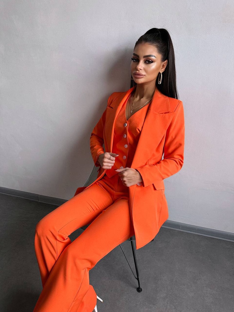 Костюм: піджак на підкладці, штани кльош+ жилет  Костюм: піджак на підкладці, штани кльош+ жилет  | PUSHKA SHOP