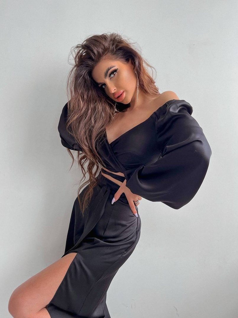 Шелковый комплект: топ с завязками на талии + юбка миди с разрезом  | PUSHKA SHOP