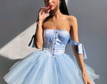 Атласна корсетна сукня міні з гачками та пишною фатиновою спідницею  Атласна корсетна сукня міні з гачками та пишною фатиновою спідницею  | PUSHKA SHOP