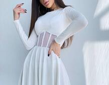 Приталена сукня з корсетною вставкою та спідницею-сонцем Приталена сукня з корсетною вставкою та спідницею-сонцем | PUSHKA SHOP