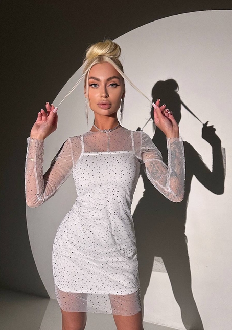 Сукня міні з сяючими стразами | PUSHKA SHOP