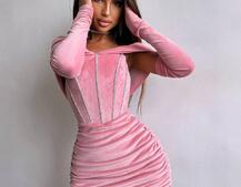 Оксамитова корсетна сукня міні, декорована стразами     Ручна робота  Оксамитова корсетна сукня міні, декорована стразами     Ручна робота  | PUSHKA SHOP