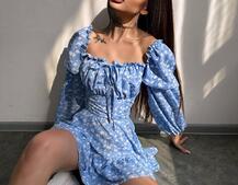 Квіткова сукня з воланами та шнуровкою по спинці | PUSHKA SHOP