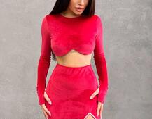 Оксамитовий комплект: топ із чашками push up+ спідниця, декорована стразами Прикраса пришита, ручна робота. Оксамитовий комплект: топ із чашками push up+ спідниця, декорована стразами Прикраса пришита, ручна робота. | PUSHKA SHOP