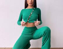 Комплект : штани кльош і топ на ґудзиках   Комплект : штани кльош і топ на ґудзиках   | PUSHKA SHOP