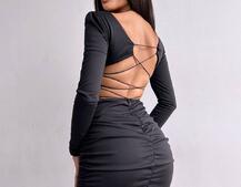 Сукня міні зі шнурівкою на спинці Сукня міні зі шнурівкою на спинці | PUSHKA SHOP