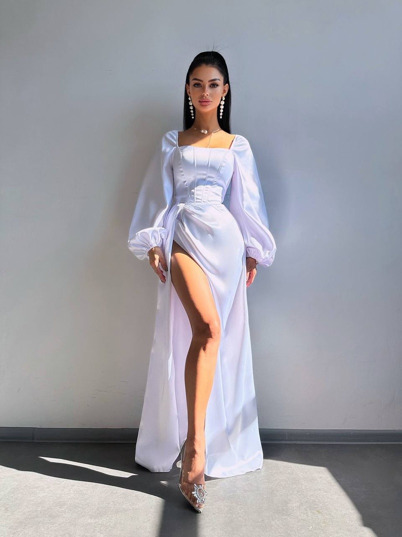 Атласний комплект: корсет + спідниця максі з драпіруванням Атласний комплект: корсет + спідниця максі з драпіруванням | PUSHKA SHOP