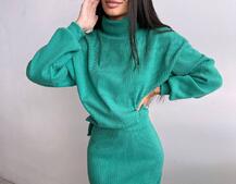 Костюм із теплого трикотажу-рубчика: светр + спідниця Костюм із теплого трикотажу-рубчика: светр + спідниця | PUSHKA SHOP