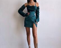 Комплект: корсет з рукавами    + спідниця міні з драпіруванням   Комплект: корсет з рукавами    + спідниця міні з драпіруванням   | PUSHKA SHOP