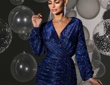 Сяюча сукня міні із завʼязкою на ніжці Сяюча сукня міні із завʼязкою на ніжці | PUSHKA SHOP