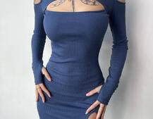 Трикотажне плаття по фігурі зі шнурівкою на ніжці Трикотажне плаття по фігурі зі шнурівкою на ніжці | PUSHKA SHOP