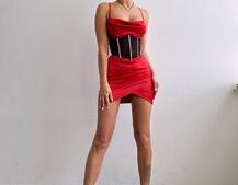 Комплект: корсет, декорований стразами + спідниця міні з драпіруванням   Комплект: корсет, декорований стразами + спідниця міні з драпіруванням   | PUSHKA SHOP