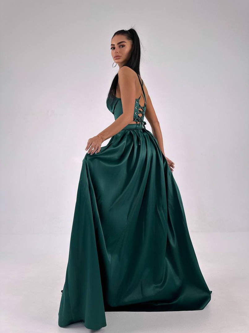 Атласний комплект: корсет + спідниця максі  | PUSHKA SHOP