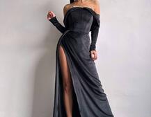 Оксамитова сукня максі декорована стразами  Ручна робота  | PUSHKA SHOP