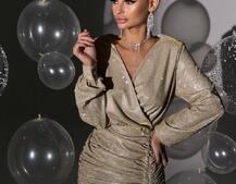 Сяюча сукня міні із завʼязкою на ніжці Сяюча сукня міні із завʼязкою на ніжці | PUSHKA SHOP