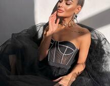 Комплект: корсет бюстьє декорований стразами + пишна спідниця максі  Ручна робота  | PUSHKA SHOP