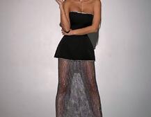 Комплект: сяюча спідниця + топ з баскою, декорований стразами Ручна робота Комплект: сяюча спідниця + топ з баскою, декорований стразами Ручна робота | PUSHKA SHOP