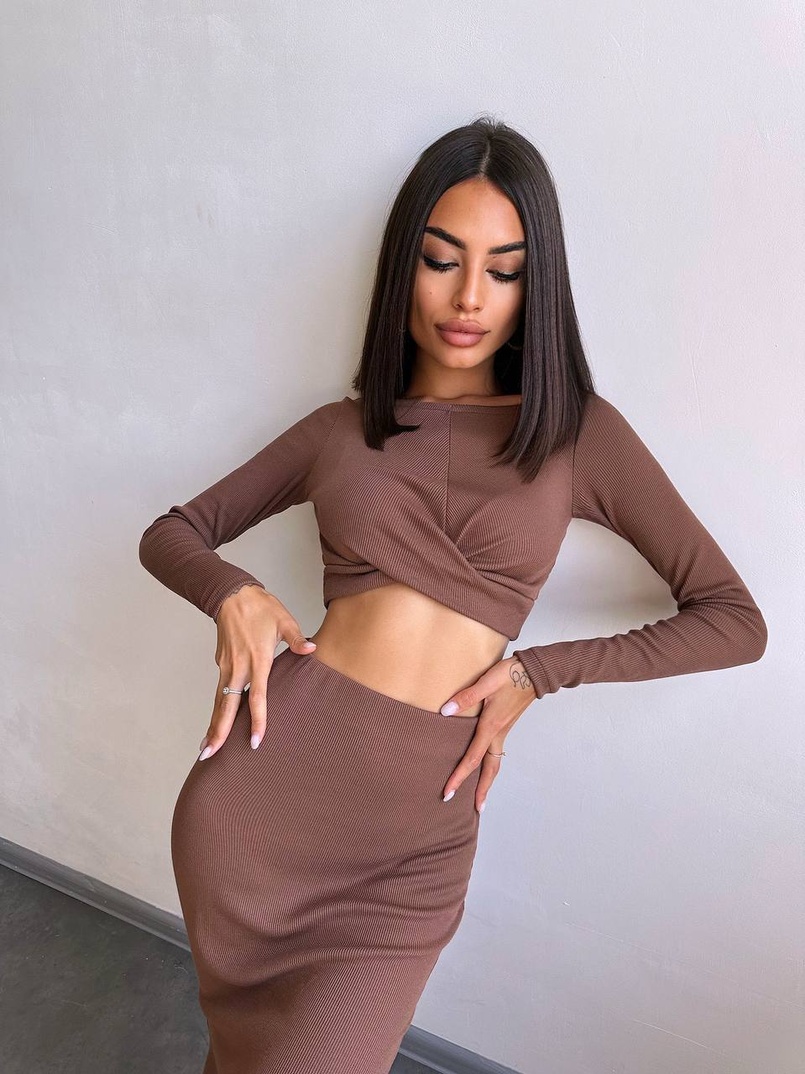 Комплект: топ + спідниця с розрізами  Комплект: топ + спідниця с розрізами  | PUSHKA SHOP