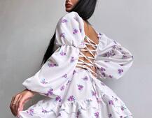 Сукня з квітковим принтом з воланами на ґудзиках  | PUSHKA SHOP