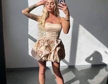 Комплект: корсет з  + спідниця декорована трояндами  Комплект: корсет з  + спідниця декорована трояндами  | PUSHKA SHOP