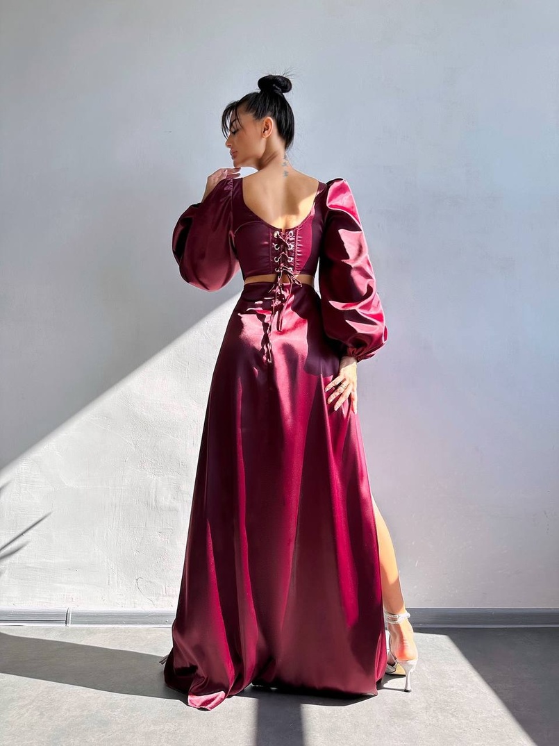 Комплект: корсет, декорований стразами   + спідниця максі з драпіруванням  Комплект: корсет, декорований стразами   + спідниця максі з драпіруванням  | PUSHKA SHOP