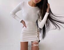 Трикотажное платье по фигуре  со шнуровкой  Трикотажное платье по фигуре  со шнуровкой  | PUSHKA SHOP