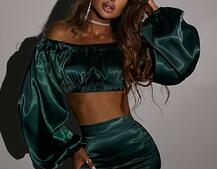 Атласний комплект, декорований стразами Ручна робота, прикраса пришита  Атласний комплект, декорований стразами Ручна робота, прикраса пришита  | PUSHKA SHOP