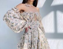 Сукня з квітковим принтом з воланами на ґудзиках  | PUSHKA SHOP