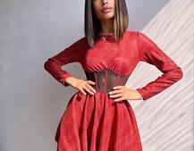 Приталена блискуча сукня з корсетною вставкою та пишною спідницею-сонцем | PUSHKA SHOP