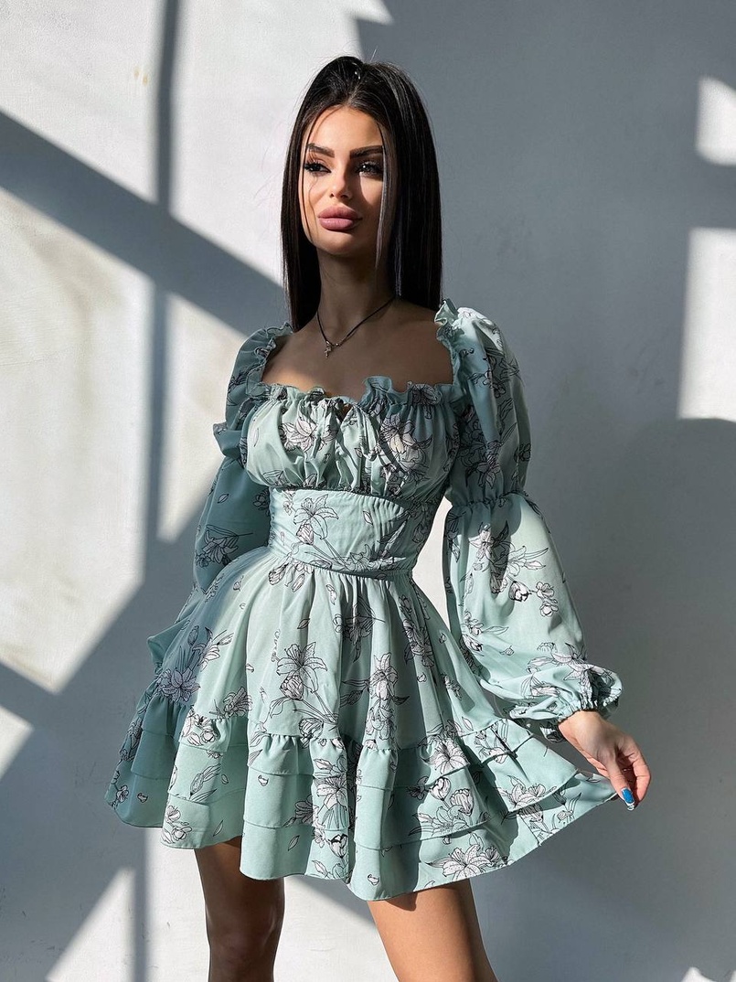 Квіткова сукня з воланами та шнуровкою по спинці Квіткова сукня з воланами та шнуровкою по спинці | PUSHKA SHOP