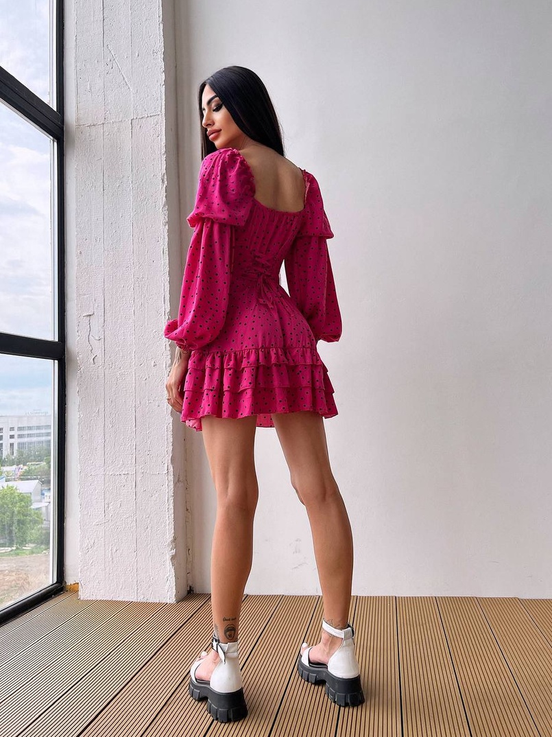 Сукня в горошок на ґудзиках з воланами  Сукня в горошок на ґудзиках з воланами  | PUSHKA SHOP