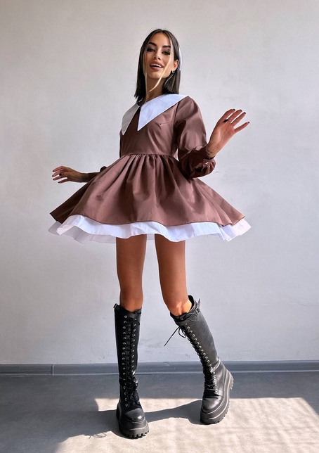 Котонова сукня з комірцем + бант  | PUSHKA SHOP