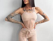 Трикотажный комплект: корсетный топ на косточках + леггинсы Трикотажный комплект: корсетный топ на косточках + леггинсы | PUSHKA SHOP