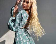 Улюблена сукня-міді зі шнурівкою на спинці та розрізом на ніжці Улюблена сукня-міді зі шнурівкою на спинці та розрізом на ніжці | PUSHKA SHOP