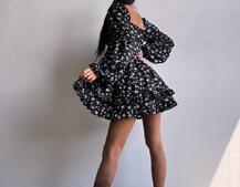 Сукня з квітковим принтом з воланами на ґудзиках  | PUSHKA SHOP