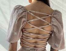 Платье миди со шнуровкой на спинке  | PUSHKA SHOP