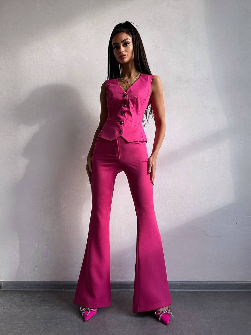 Костюм: піджак на підкладці, штани кльош+ жилет  Костюм: піджак на підкладці, штани кльош+ жилет  | PUSHKA SHOP