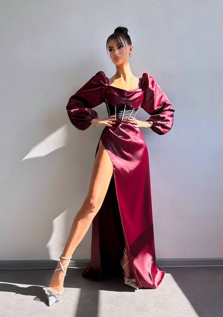 Комплект: корсет, декорований стразами   + спідниця максі з драпіруванням  Комплект: корсет, декорований стразами   + спідниця максі з драпіруванням  | PUSHKA SHOP