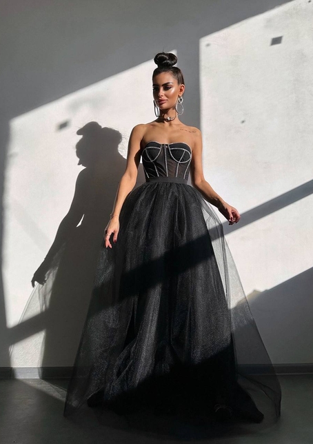 Комплект: корсет бюстьє декорований стразами + пишна спідниця максі  Ручна робота  Комплект: корсет бюстьє декорований стразами + пишна спідниця максі  Ручна робота  | PUSHKA SHOP