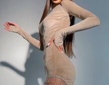 Оксамитова сукня, декорована бахромою зі страз Оксамитова сукня, декорована бахромою зі страз | PUSHKA SHOP