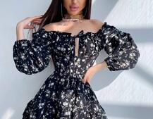 Сукня з квітковим принтом з воланами на ґудзиках  Сукня з квітковим принтом з воланами на ґудзиках  | PUSHKA SHOP