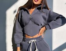 Комплект на флісі : худі з елементами корсету + штани  Комплект на флісі : худі з елементами корсету + штани  | PUSHKA SHOP