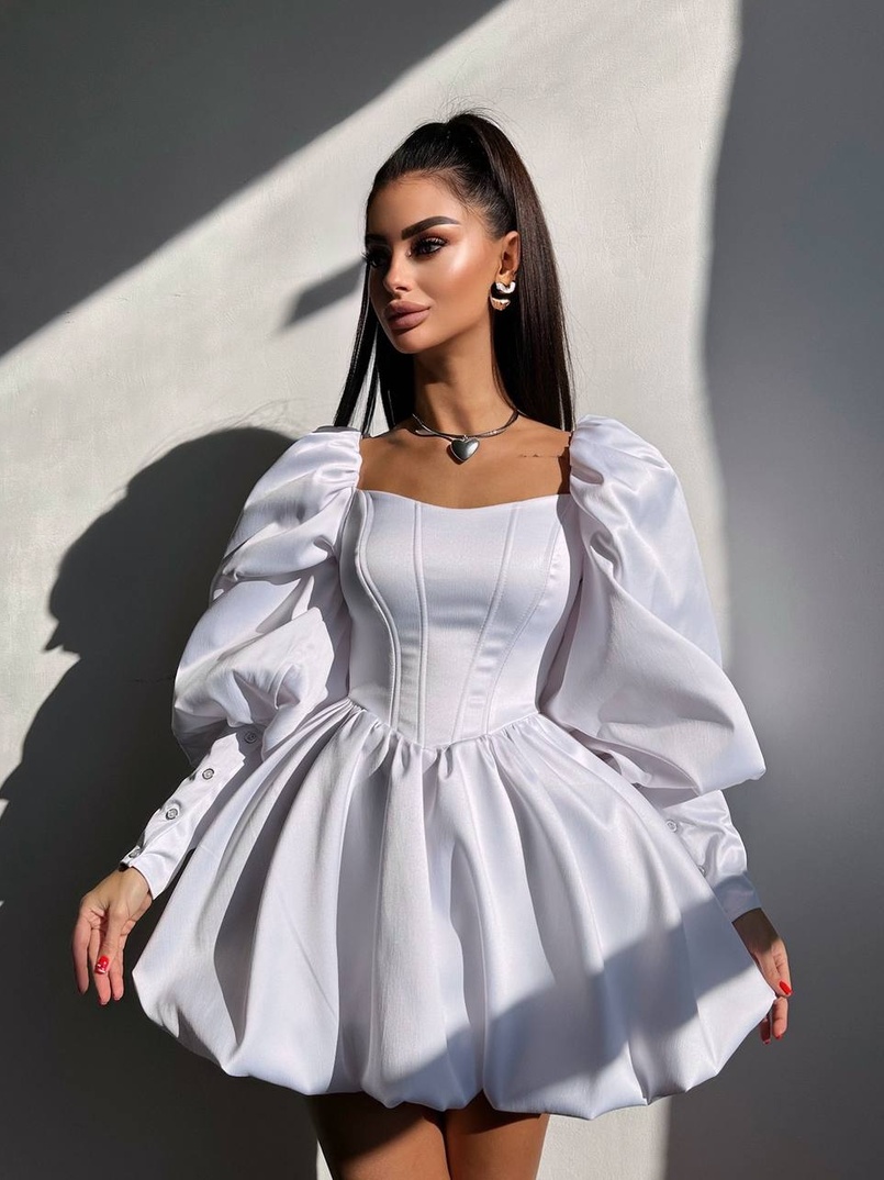 Сукня з обʼємними рукавами та спідницею балоном  Сукня з обʼємними рукавами та спідницею балоном  | PUSHKA SHOP