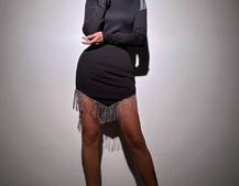 Сукня міні, декорована бахромою зі страз     Ручна робота  Сукня міні, декорована бахромою зі страз     Ручна робота  | PUSHKA SHOP