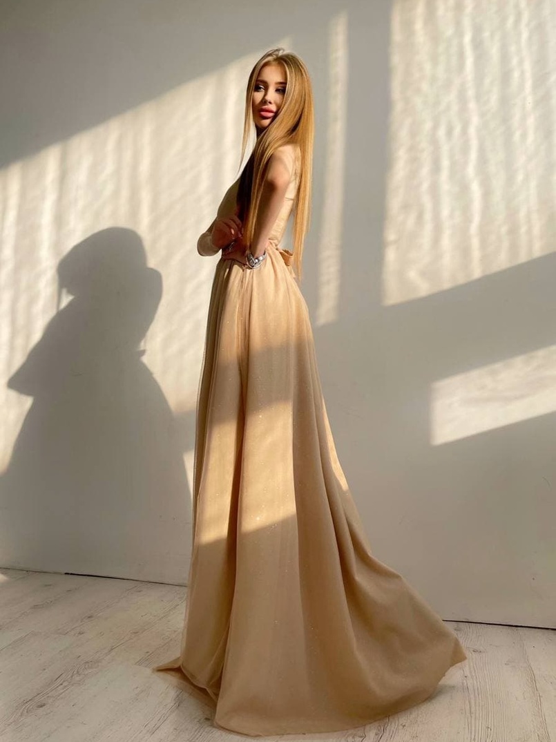 Платье-макси из сетки   с блестками  Платье-макси из сетки   с блестками  | PUSHKA SHOP