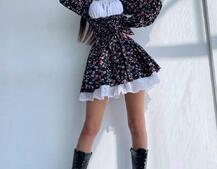 Квіткова сукня,декорована мереживом. Квіткова сукня,декорована мереживом. | PUSHKA SHOP