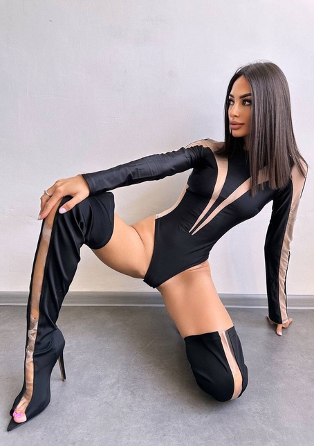 Боді із вставками сітки | PUSHKA SHOP