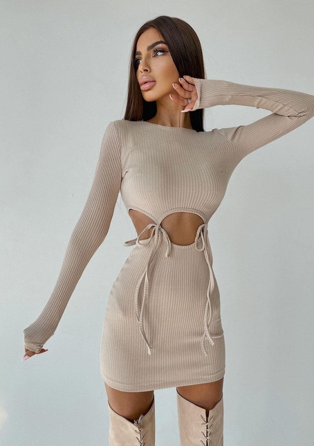 Трикотажное облегающее платье с завязками  Трикотажное облегающее платье с завязками  | PUSHKA SHOP