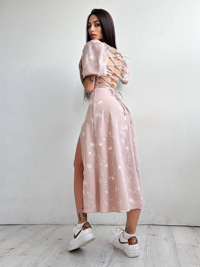 Платье миди со шнуровкой на спинке  | PUSHKA SHOP