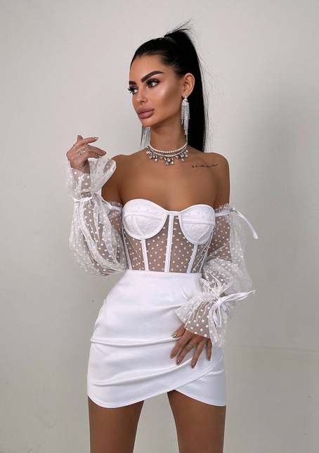 Улюблений комплект в новому виконанні: корсет бюстьє з об’ємними рукавами + спідниця міні Улюблений комплект в новому виконанні: корсет бюстьє з об’ємними рукавами + спідниця міні | PUSHKA SHOP